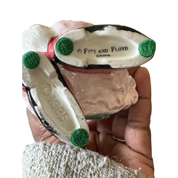 Fitz And Floyd 1995 Ceramic Kitty Figurine With Floral Dress Hat & Basket - Picture 7 of 8